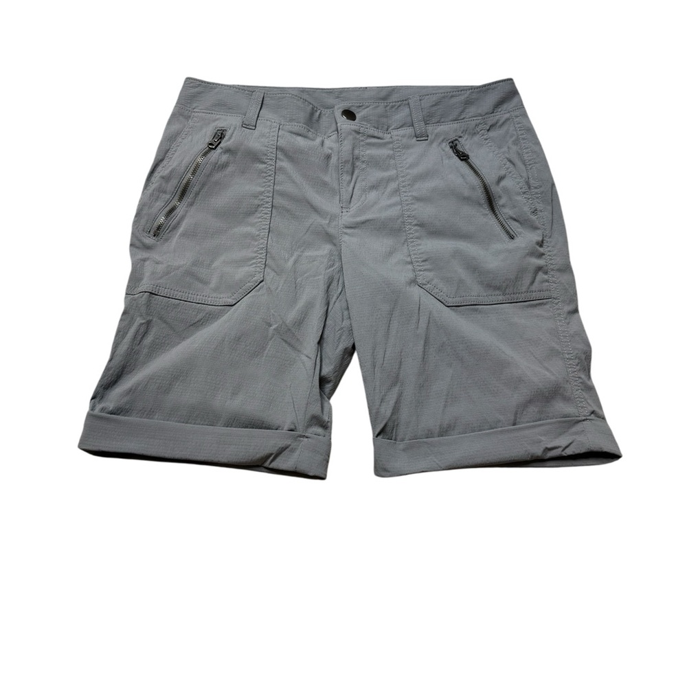 🩶 Athleta Cuffed Trekkie Shorts 👟 Gray Bermuda Activewear Size‎ 8 🩶